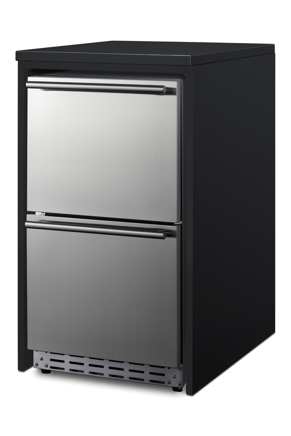 Fully assembled casework cabinet in ADA compliant height and black finish designed to accept an appliance sized under 32.25